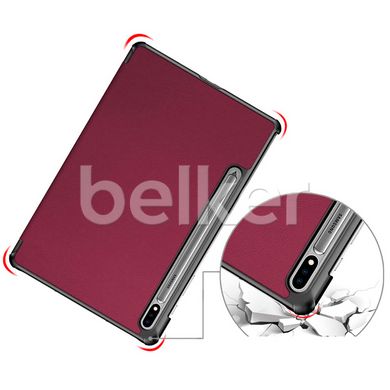 Чехол для Samsung Galaxy Tab S7 FE T733 Moko кожаный Вишневый